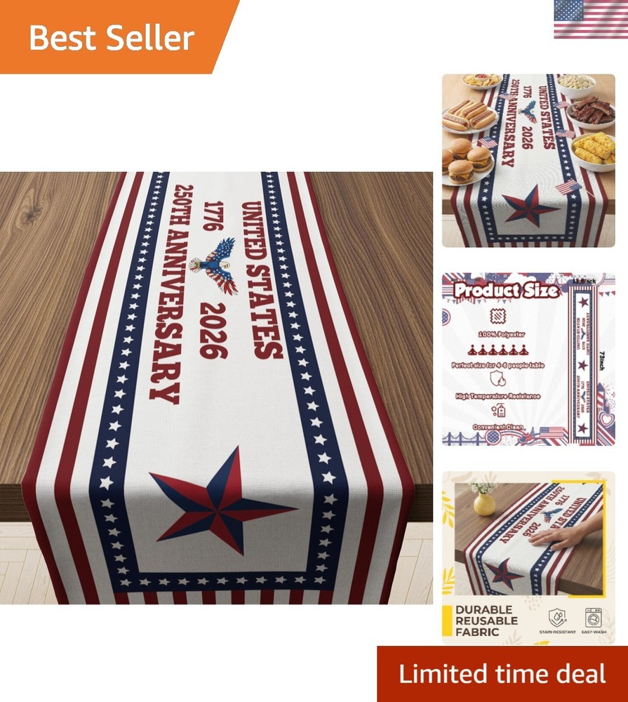 Patriotic 250 Celebration Table Runner – Ideal for Indoor & Outdoor Events