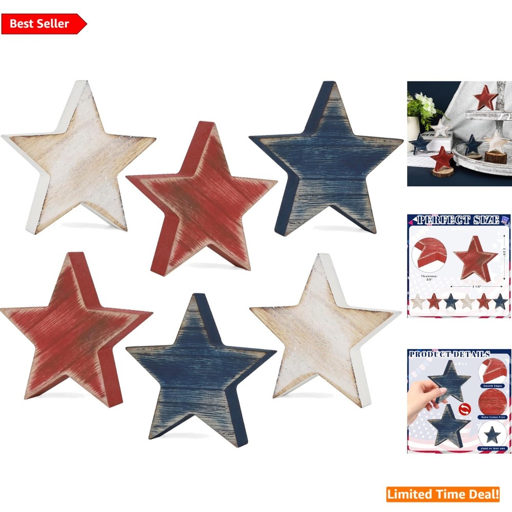 Double-Sided Wooden Stars – Perfect Patriotic Decor for Any Occasion