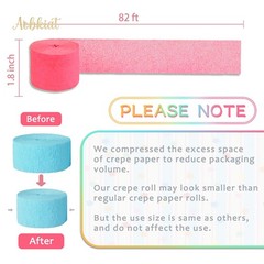 Rainbow Party Streamers 5 Rolls Crepe Paper for Birthdays, Weddings, Showers