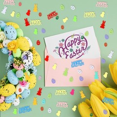 1800 PCS Easter Confetti Egg Bunny Chick Glitter Foil Scatter Table Party