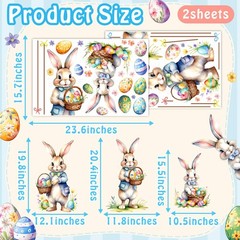 Easter Window Decoration Clings Double-Sided Cute Bunny Decals Home Indoor Decor