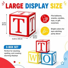 3 Pcs 2nd Balloon Set, Balloon Blocks 11.8 x 11.8 Inches Party Supplies Decor…