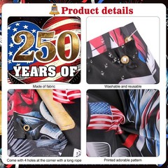 185x110cm Patriotic Backdrop – 1776-2026 USA Freedom Celebration Background with