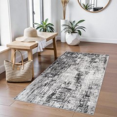 BYYVOO Washable 3×4 Entryway Rug: Modern 3′ x 4′ (Rectangular), Black