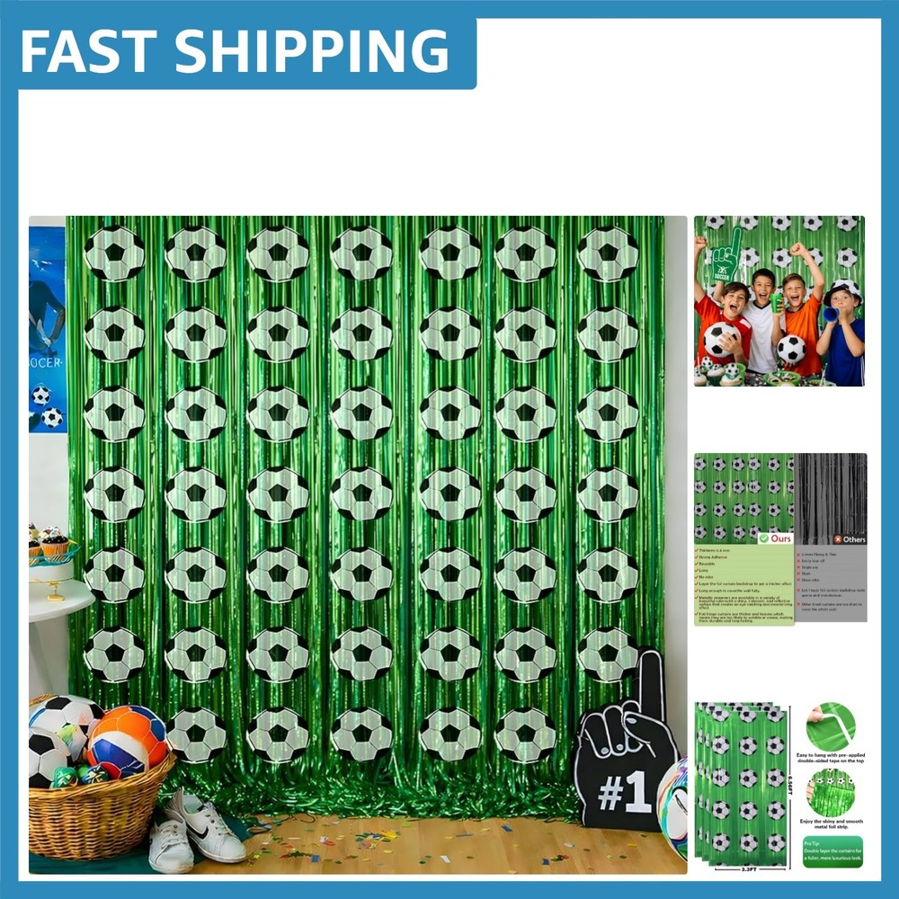 Vibrant Soccer Streamers Backdrop – 2 Pack | Perfect for 2026 Soccer Parties