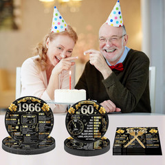 96 Pcs 60Th Birthday Decorations for Women Men, Black Gold Vintage Back in 1966