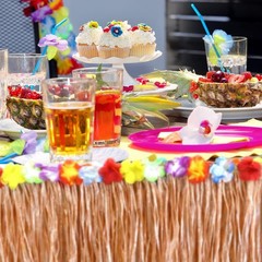 9 Feet x 29″ Luau Grass Table Skirt – Hawaiian Theme Party Party Skirt with Hibi