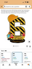 MiniInflat Construction 6th Birthday Number Sign Centerpiece Truc