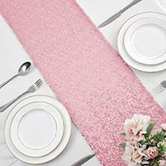 2 Packs 12 x 108 inches Light Pink Sequin Table Runner, Glitter Pink Table Ru…