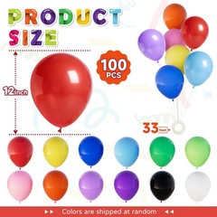 Balloons Decorations，100 Pcs Assorted Colors Balloons 12 inch Latex Round Bal…