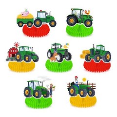 9 Pcs Tractor Honeycomb Centerpieces Farm Green Tractor Themed Party Supplies