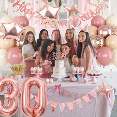 Retro 30th Birthday Decorations for Women Blush Pink Balloon Party Supplies