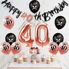 11Pcs 40th Birthday Decorations Kit for Women, Rose Gold Happy 40th Birthday …