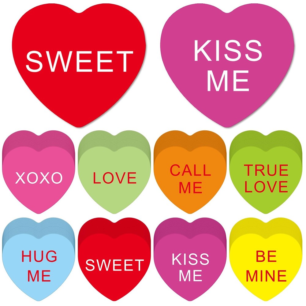 120 PCS Bright Colors Valentine Heart Cutouts Paper Conversation Candy Decor