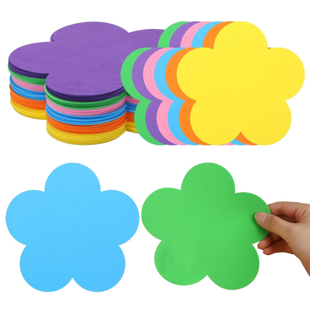 Large Foam Flower Cutouts Colorful Bulletin Board Decor Craft 6 Inch 48 PCS