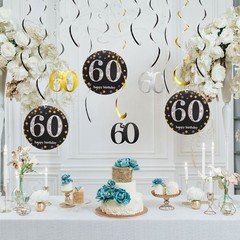 12pcs Mixed Color Hanging Swirls Decorations Party Swirls for 60th Birthday