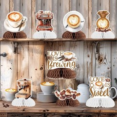 Coffee Bridal Shower Decorations 8 PCS Love Is Brewing Honeycomb