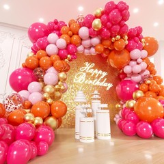 200Pcs Pink and Orange Gold Balloons Garland Arch Kit – Hot Pink Orange Baby …