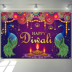 Diwali Backdrop Banner High Quality Polyester Party Decoration Photo Prop New