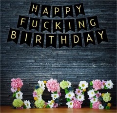 Black Happy Birthday Bunting Banner Perfect for Birthday Party Decoration