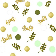 Greenery Baby Shower Confetti Scatter Light Olive Green White Gold 200 PCS