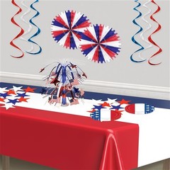 Flags and Stars Red White and Blue Cascade Metallic Centerpiece 18 Inch Foil
