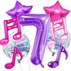 Kpop Birthday Decorations – Music Note Balloons Purple 40inch Number 7 Balloo…