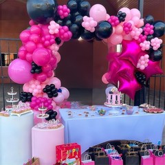 Pink and Black Balloon Arch Kit, 115Pcs Pastel Hot Pink Black White with Expl…