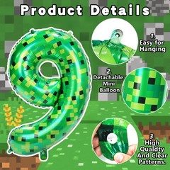 40 Inch TNT Pixel Number 9 Balloons Party Decorations,Blast Gaming Style Larg…