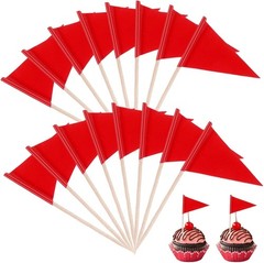 100 Pcs Red Golf Flag Toothpicks Cocktail Picks Cupcake Toppers Party