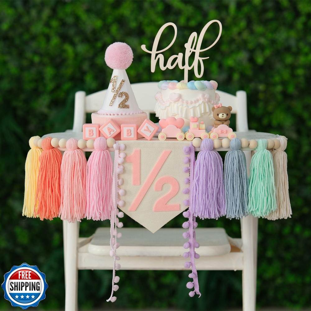 Ereniko Half Birthday Decorations,1/2 Birthday Girl Half Way To O