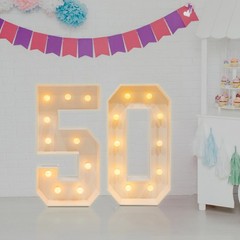 50 Light Up Numbers 100cm Mosaic Marquee Led Sign For 50th Birthday Decorations