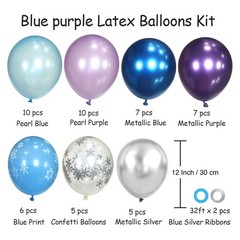 Frozen Balloons, 50pcs 12 Inch Purple Blue Purple Balloons Snow Balloons for …