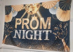 Prom Night Backdrop Banner Gold Disco Ball Party Decoration Photo Booth Wall