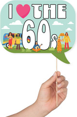 60S Photo Booth Props – 41-Pc Photo Booth Kit with 8 X 10-Inch Sign, 60 Adhesive