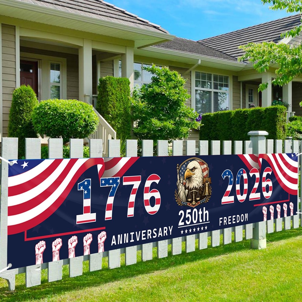 250 Anniversary USA Banner, 1776-2026 American 250Th Yard Banner Sign for Garden