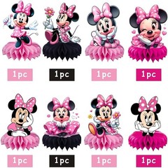 Minnie Mouse Birthday Party Decor Kit. Cake Topper, Centerpieces, Tablecloths