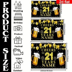 2D Flat Banner Customizable Name for 21St Birthday Party Banner Backdrop ☋