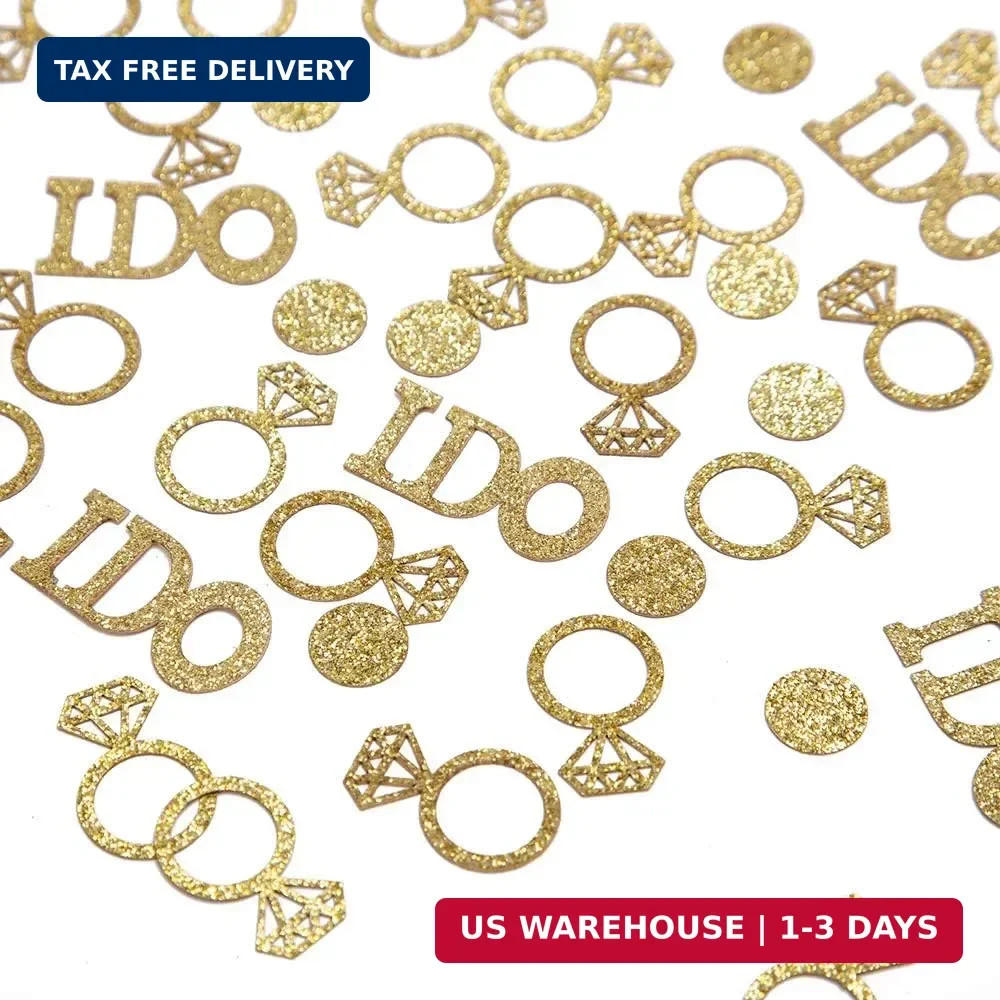 Gold Wedding Table Confetti,Glitter Paper Diamond Ring Confetti, I Do Engagement