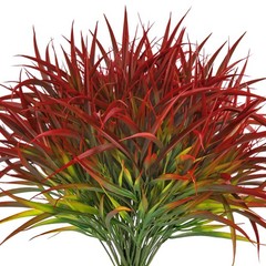 Ouddy Decor 16 Bundles Artificial Plants Outdoor Fake Grass Large, Red
