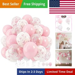 Pink Bow Balloons, 12 Inch Pastel Light Pink Transparent White Bow Print Coqu…