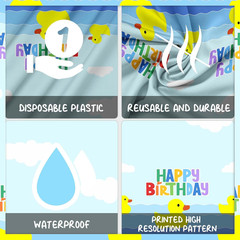 Uck Happy Birthday Tablecloth Duck Animal Plastic Supplies Animal Theme Baby Sho