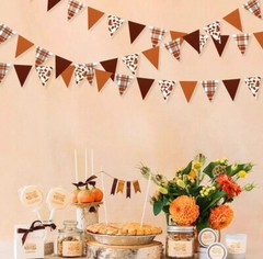 pinkblume Fall Party Decorations Maple Leaf Pennant Banner Triangle Hanging Fall