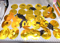 Graduation Hanging Decorations Black Gold Foil Plastic 14 Pack Swirls Hats Party