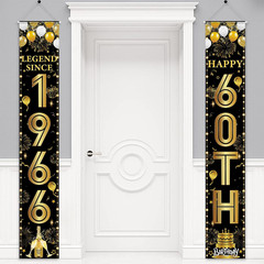 60Th Birthday Decorations Banner Men – Black Gold Legend since 1966 Happy 60Th B