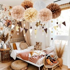 Boho Baby-Shower White-Brown Champagne Party-Decorations – 28pcs Neutral Birt…