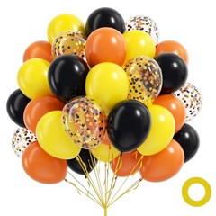 60pcs Construction Balloons 12inch with Black and Yellow Black Yellow Orange
