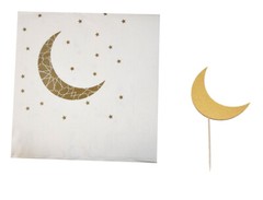 Ramadan and Eid Gold Crescent Moon Party Packs (Napkins and Food Picks / Cupcake