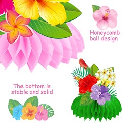 12 PCS Hawaiian Tropical Honeycomb Centerpieces Hibiscus Flower Luau Party