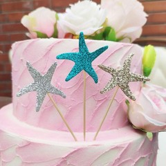 Glitter Starfish Confetti 150 PCS Teal Gold Silver for Beach Party Decor